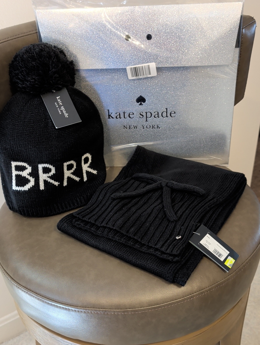 kate spade new york® Brrr Beanie & Ribbed Bow Scarf Includes Kate Spade Gift Box